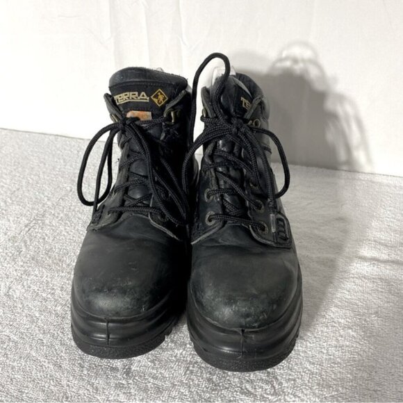 Terra Black Leather Lace Up Oil & Acid Resistant Protective Ankle Boots 8.5 - Picture 2 of 15
